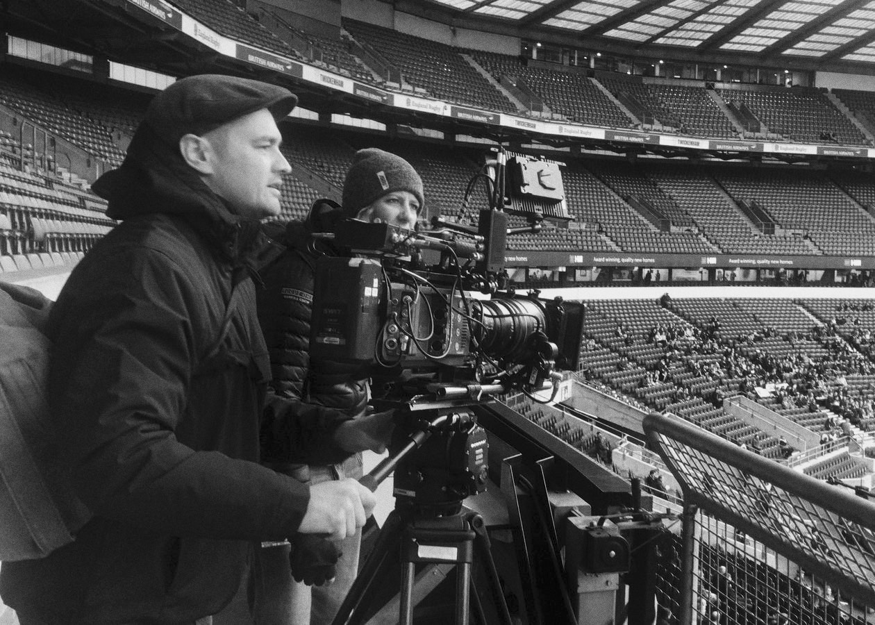 Jez Smith cinematographer on set at a stadium production